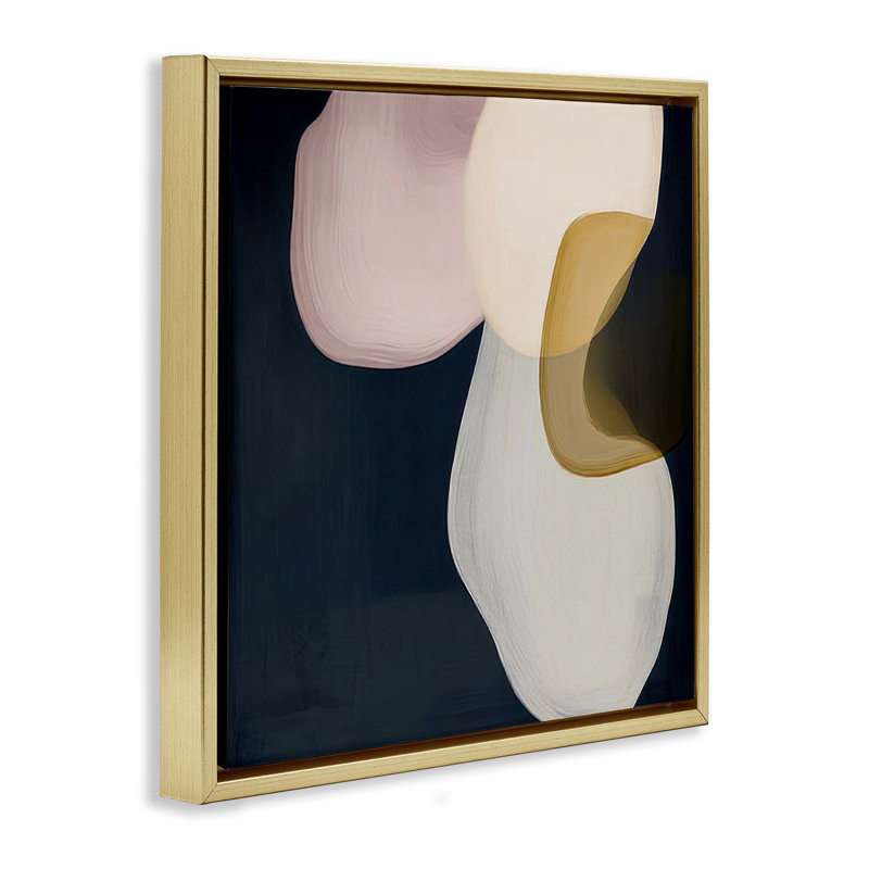 «Neutral Rounded Forms» encadrée par Floater, conception par Irena Orlov, H 25 po x l 25 po, Cadre flottant métallique doré