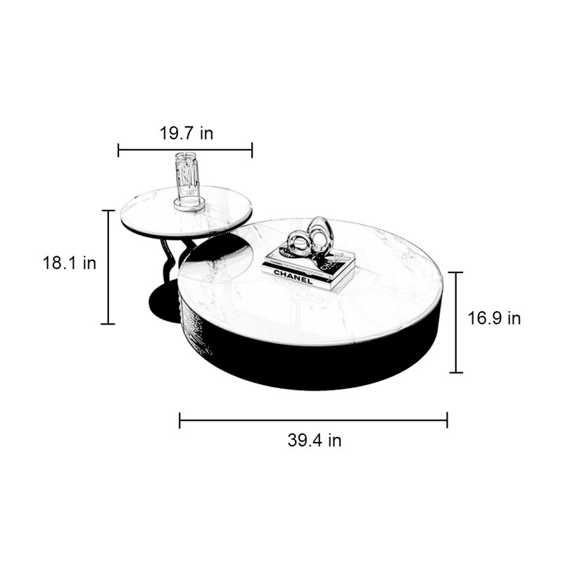 Table basse italienne ronde en pierre supercristalline