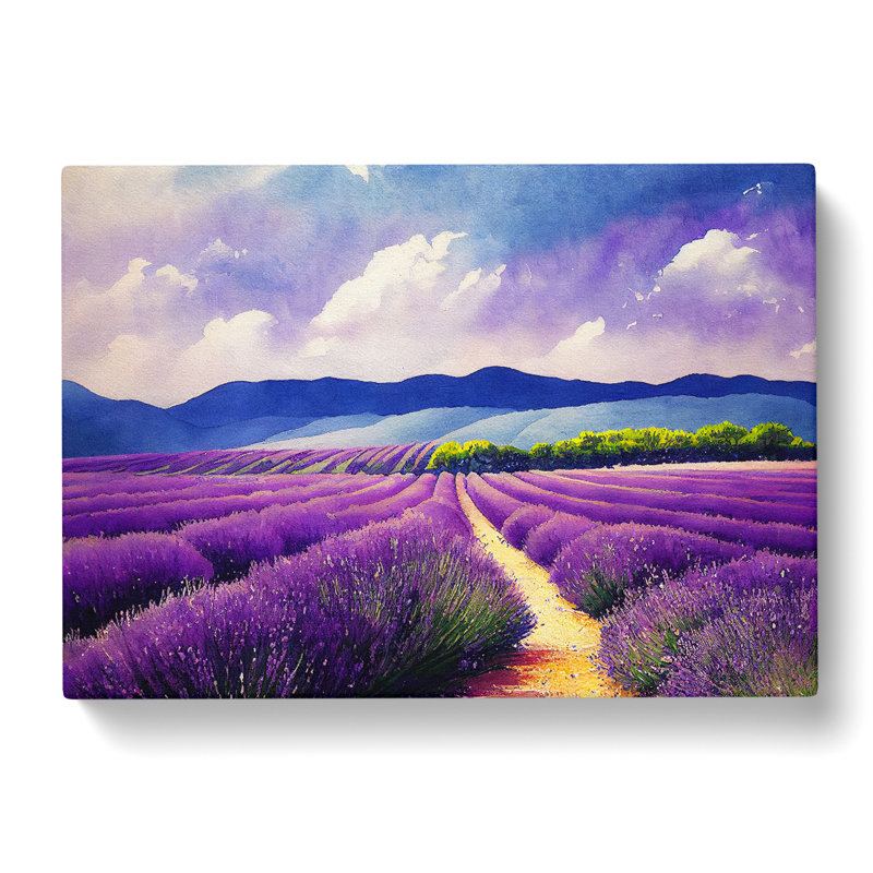 Lavender Field Watercolour Vol.2 - Wrapped Canvas, 35cm H x 50cm W x 3cm D