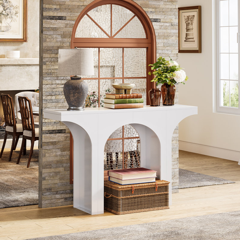 Modern Console Table, 47-Inch Arched Console Table for Entryway, White