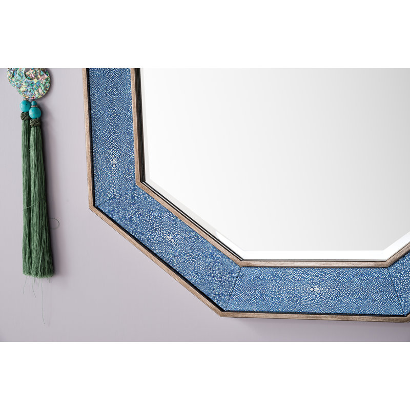 Tangent Flat Iron Beveled Wall Mirror, Delft Blue