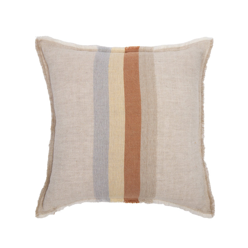 Burke Fringed Linen Reversible Throw Pillow