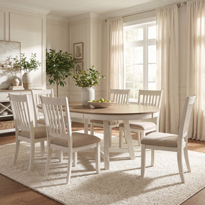 Table de salle à manger extensible ronde Farmhouse avec feuille de 16 po, placage de chêne et base en forme de X