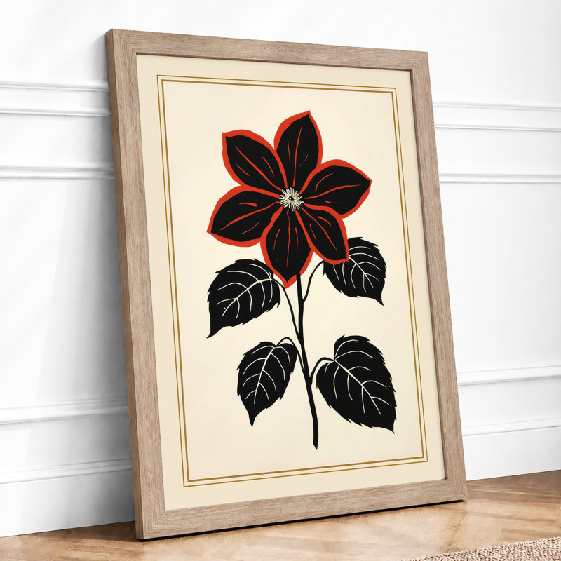 Crimson Bloom Botanical - Print, A1 - 84.1 x 59.4 cm, Oak
