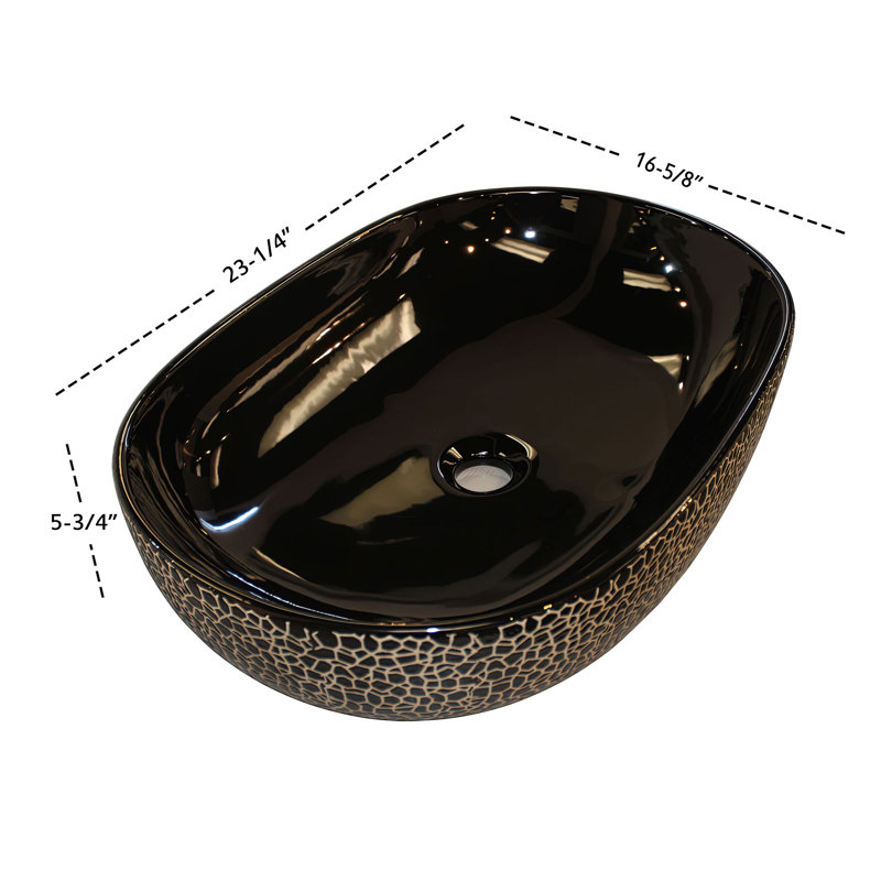 Dowell Ceramic Oval Vessel Sink, Black