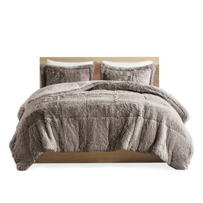Grey Twin/Twin Xl Comforter - Shaggy Long Fur, Filling, Drift Off To Sleep In Comfort Fur Xl, , Filling For A Relaxed Night