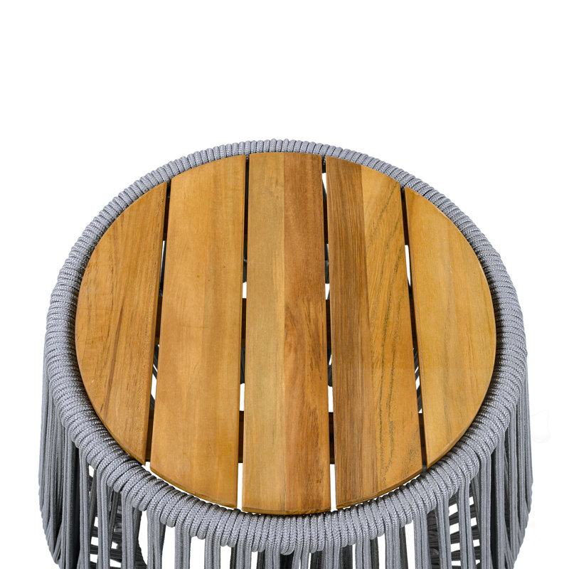 Table d'appoint de patio avec base en corde, Gris