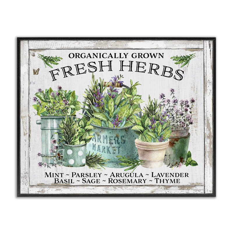 Art giclée aux herbes fraîches biologiques par Creatif Belle, Giclée encadrée noir minuit, H 24 po x l 30 po