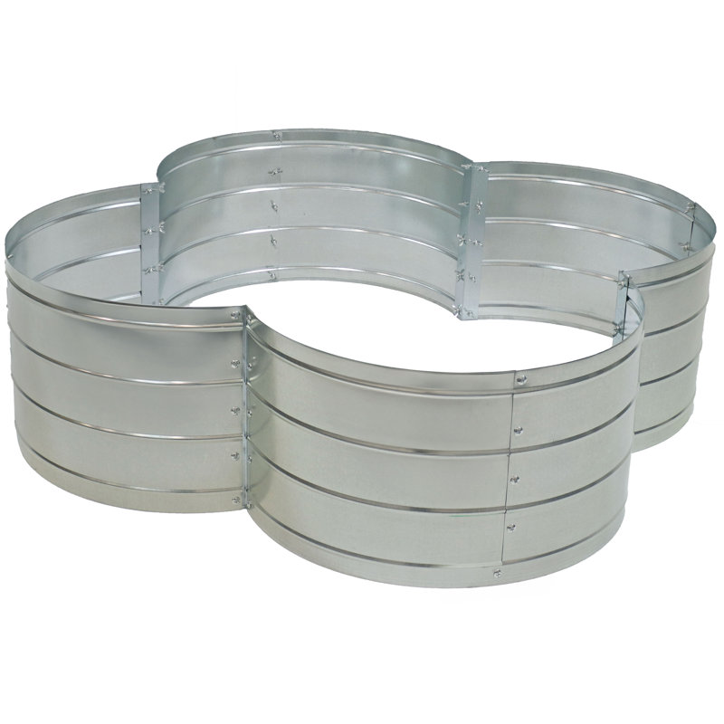Silver Galvanized Steel 4-Leaf Clover Raised Garden Bed