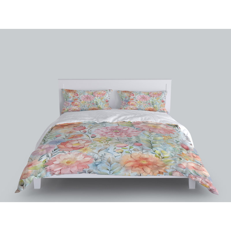 Floral Duvet Cover, King Duvet Cover + 2 King Shams