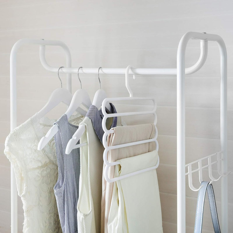 Bayoleth Metal Freestanding 4 - Hook Coat Rack, Oak