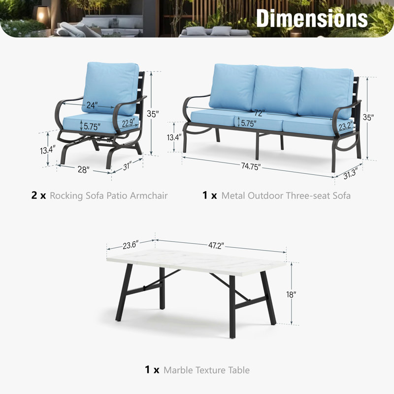 Ensemble de conversation Tapasi, Non, Light Blue