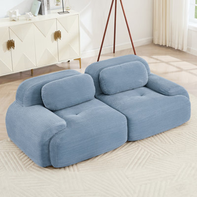 Fauteuil en velours côtelé 82 po 82 po, base coulissante, incurvé, éponge à haute résilience, modulaire pour une séparation personnalisée dans les salons de luxe avec, audiovisuel idéal