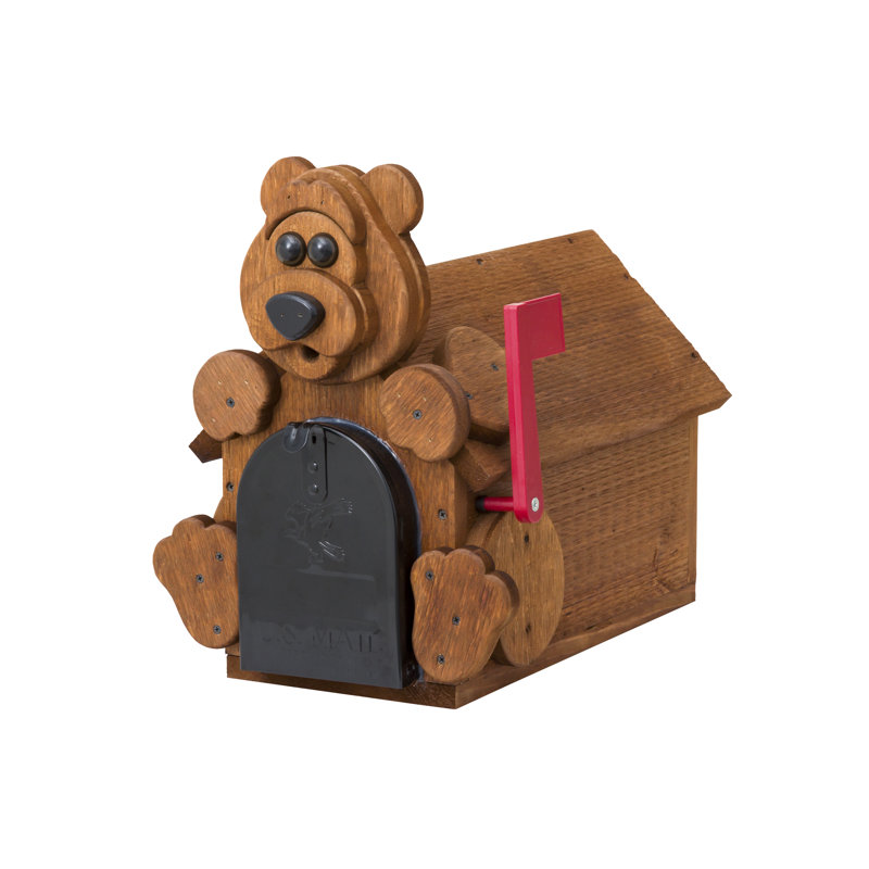 Rustic Brown Reclaimed Wood Bear Mailbox