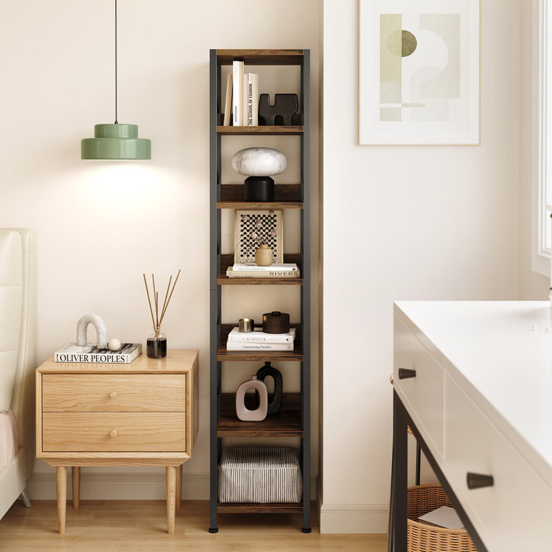 168cm H x 34.8cm W Metal Bookcase, Brown