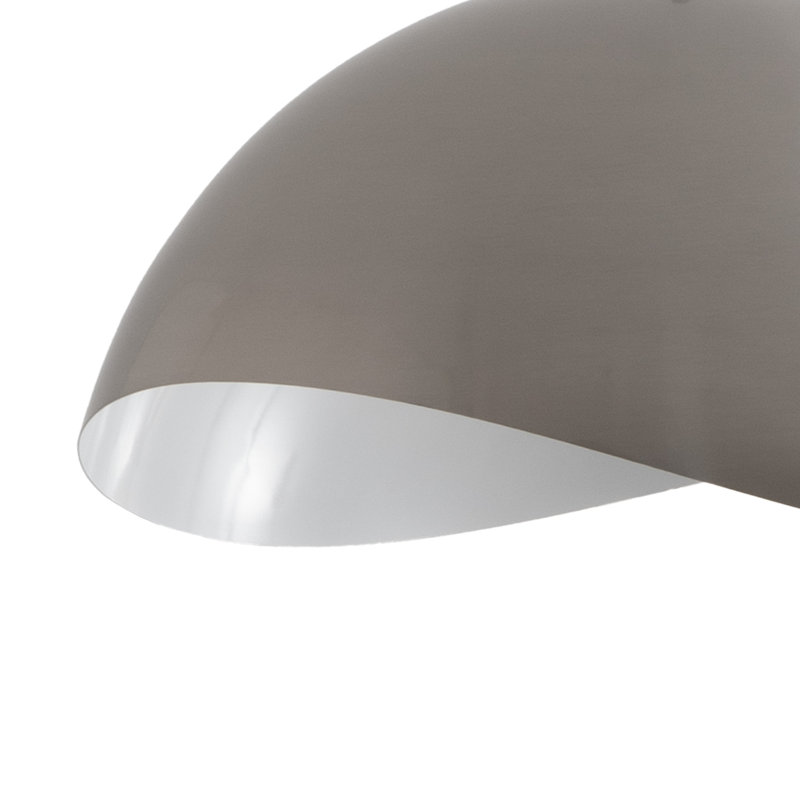 Lampe à arc 92 po Luna Bella - nickel satiné, base nickel satiné, demi-dôme nickel satiné / blanc, à intensité variable, ampoule incluse