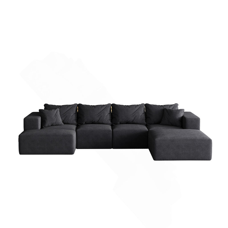 Ensemble de canapé modulaire rembourré Modern, Chenille noir