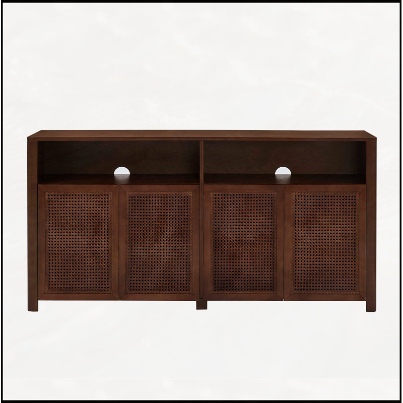 Buffet en rotin avec rangement, idéal pour le salon et le vestibule, console multimédia polyvalente et crédence de bar à vin