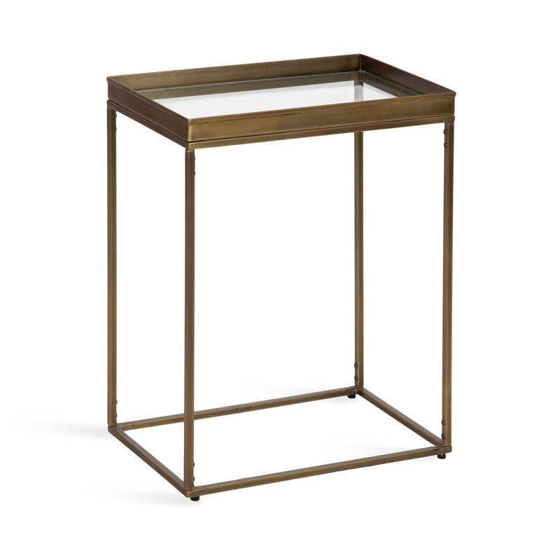 Rectangle Metal and Glass Side Table, Gold