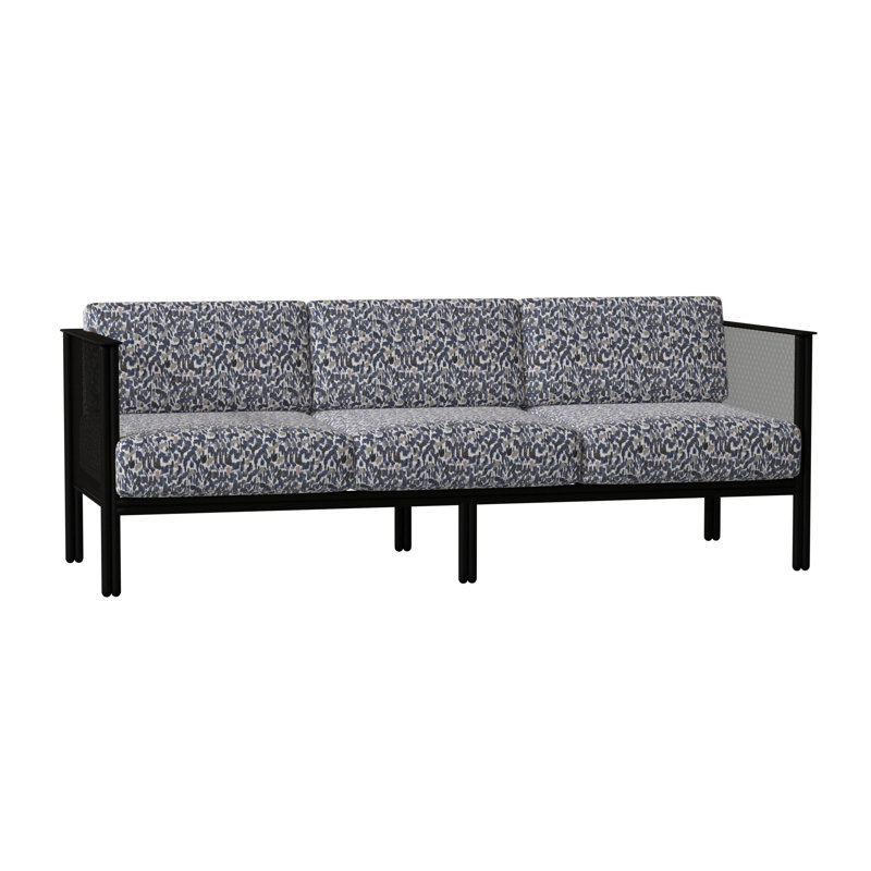 Canapé de patio Jax, Noir texturé, Sunbrella® Fairview indigo abstrait