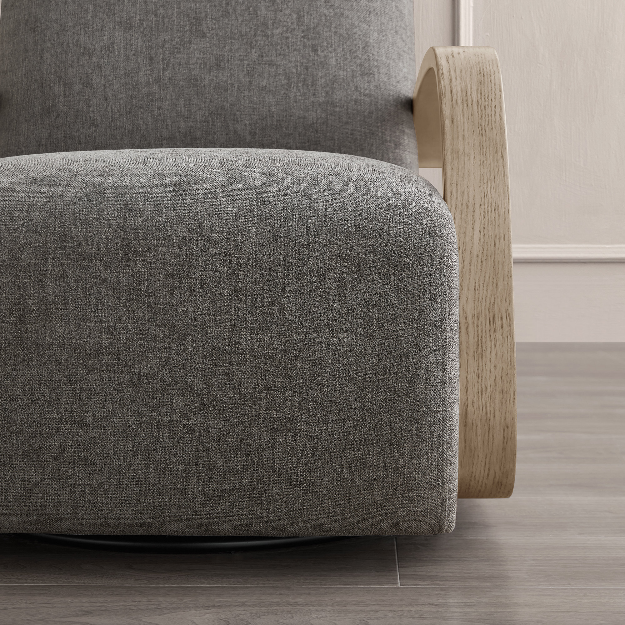 Brehana Swivel Armchair, Driftwood Ash, Slate Fossil Linen Blend