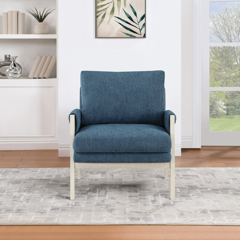 31,5 po de large, Mélange de polyester bleu, Blanc délavé