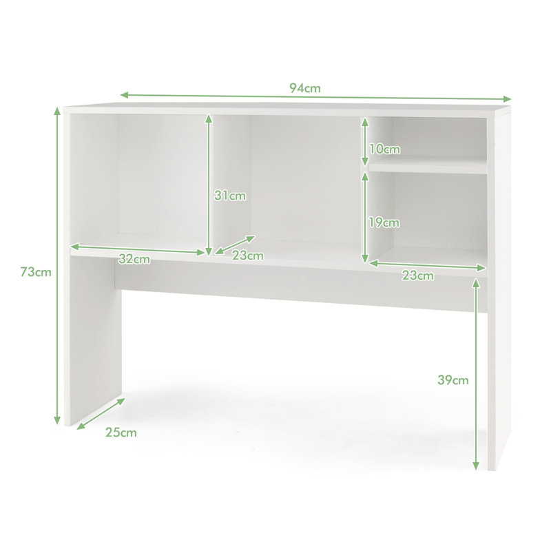 Tabletop Bookcase, Wooden Tabletop Bookcase With 4 Compartments And Open Back Compartment, White