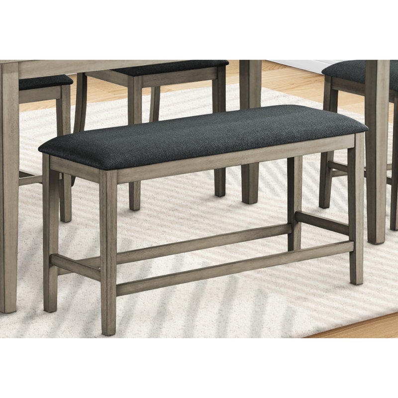 Banc rectangulaire de 42 po en bois avec siège rembourré noir de conception transitionnelle pour les espaces de salle à manger et de cuisine, motif gris antique, assemblage simple
