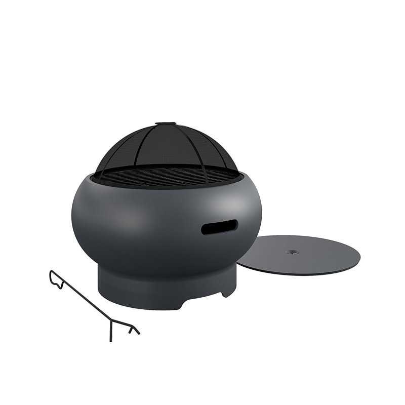 Smokeless Outdoor Fire Pit with Lid, Charcoal