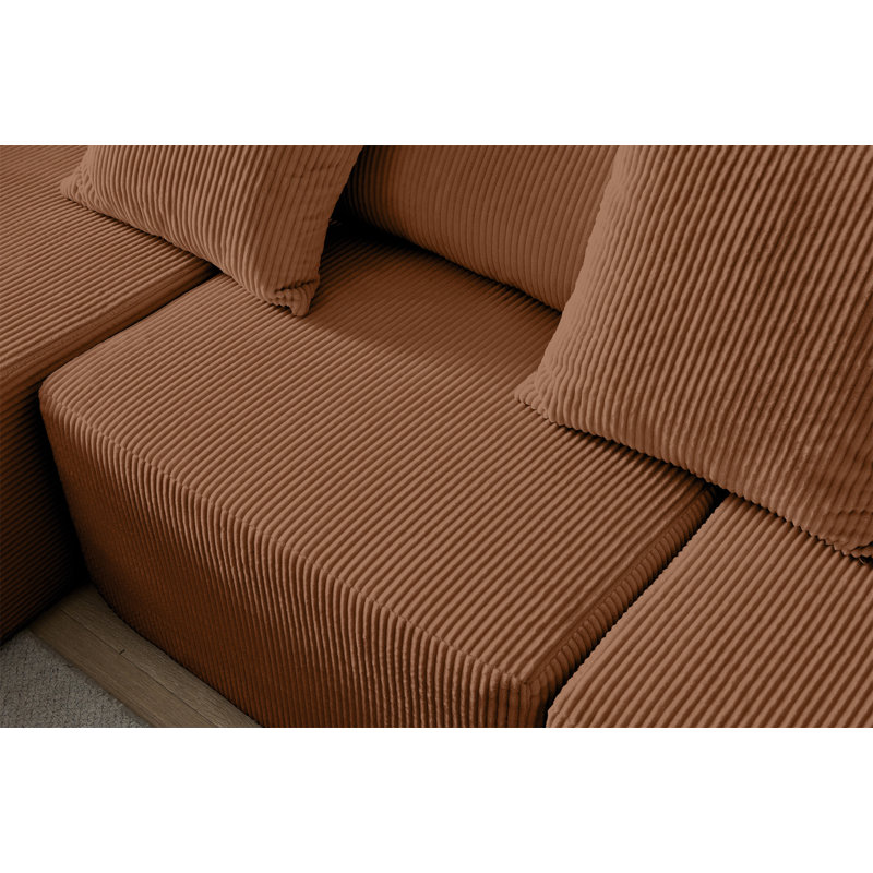 Canapé modulaire en mousse 108,3 po, Reddish Brown Corduroy