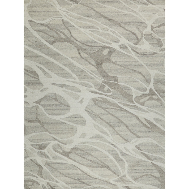 Rio hand-tufted New Zealand Wool Beige/Ivory Area Rug, Rectangle 6' x 9', Beige/Ivory
