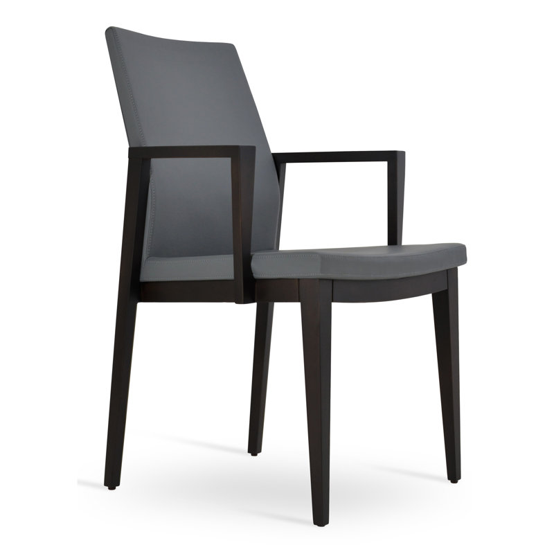 Pasha Wood Arm Chair, Gray PPM, Wenge