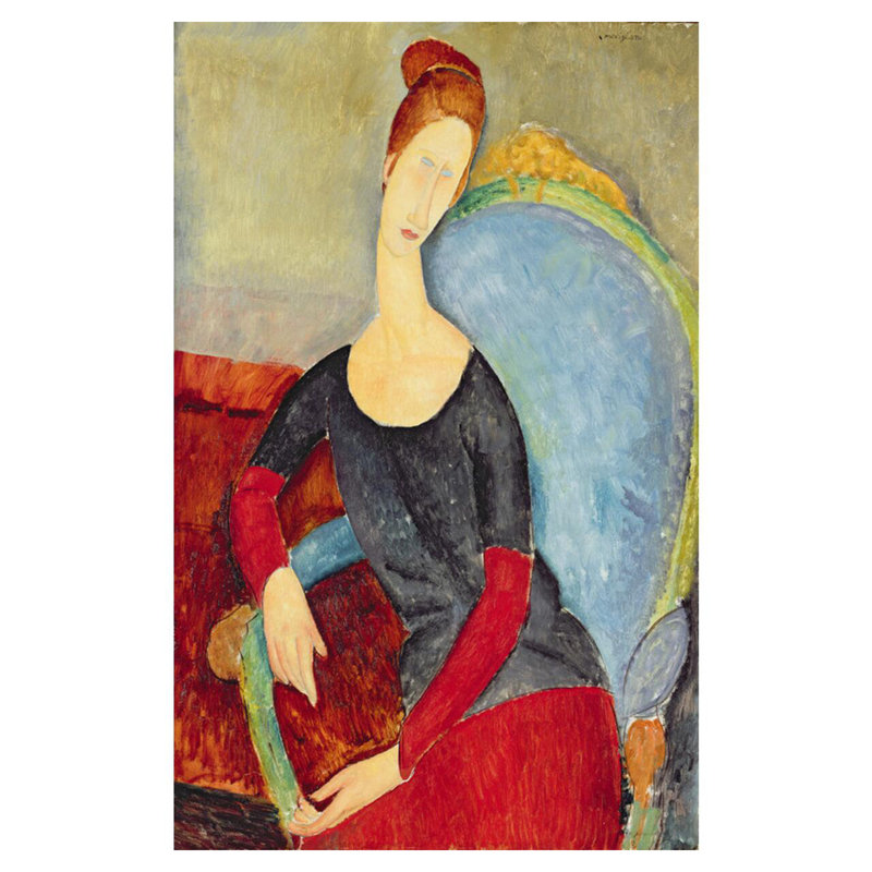 «Mme Hebuterne in a Blue Chair» par Amedeo Modigliani - Estampe numérique, H 40 po x l 32 po