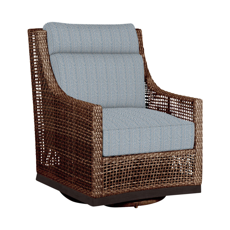 Fauteuil pivotant pour l'extérieur en résine tressée Pen-N-Dura, Acajou / châtaignier, Perigold Posh Oat, Bourre Welt + Dream