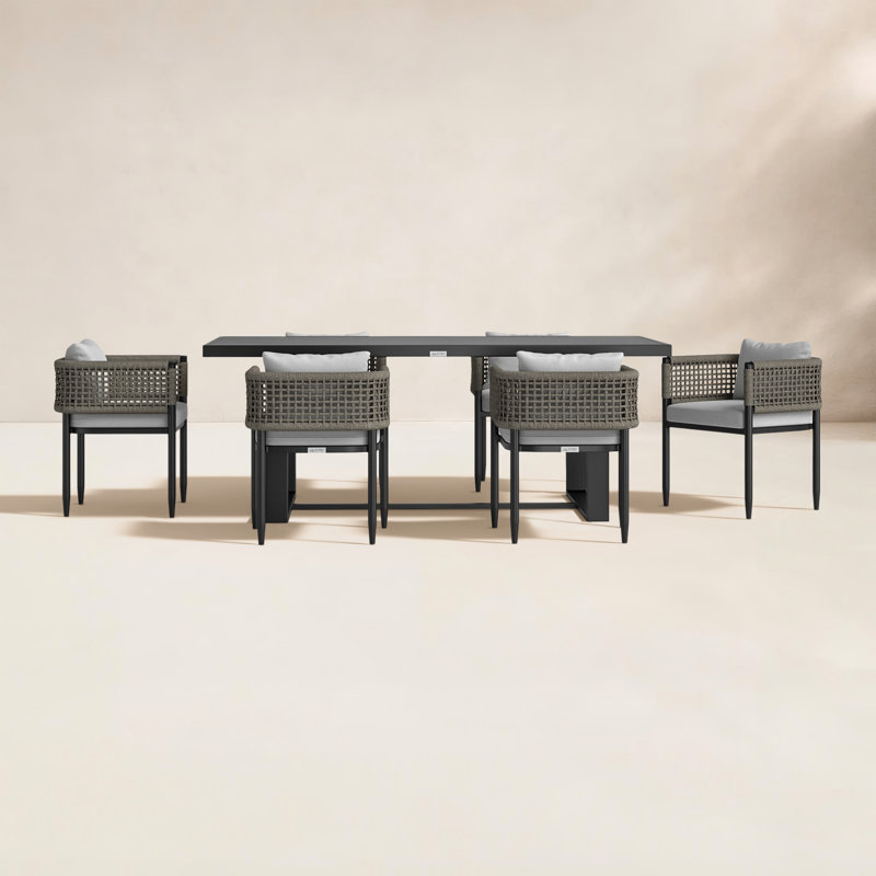 Scotia Patio Dining Set with Rectangular Table , Cushions Included, 6