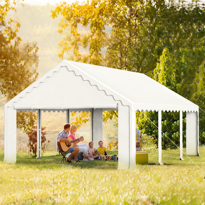 16 FT. W x 20 FT. D Steel Canopy Tent With 4 Removable Side Walls Heavy Duty Party Tents For Parties, White