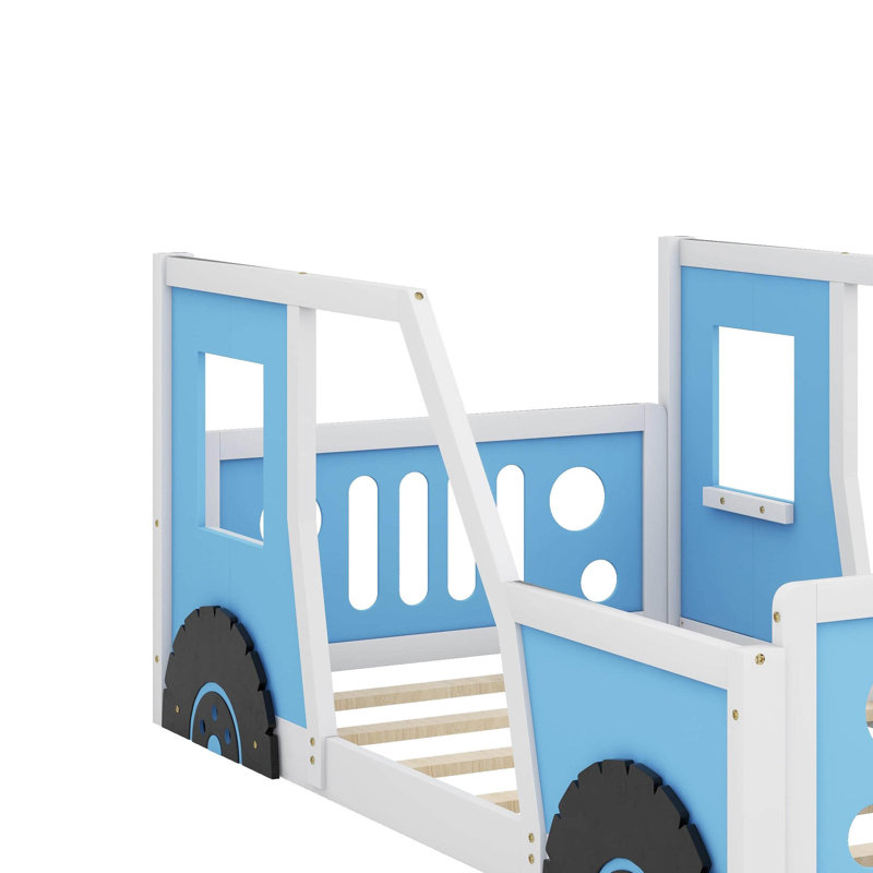 Lit plateforme simple avec roulettes Classic, Bleu