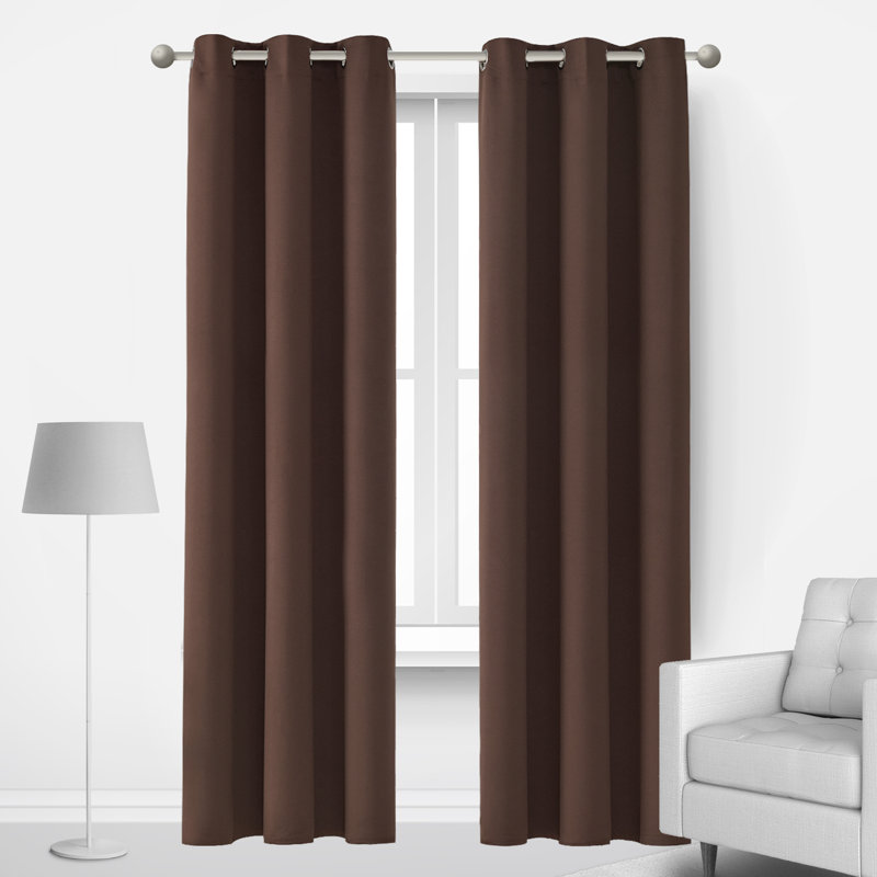 Lompoc Room Darkening Grommet Curtain Panels, Chocolate, 42" W x 90" L