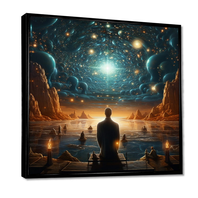 Cravets - Skull Wall Art Print, Black Floater Framed Canvas, 16" H x 16" W x 1" D