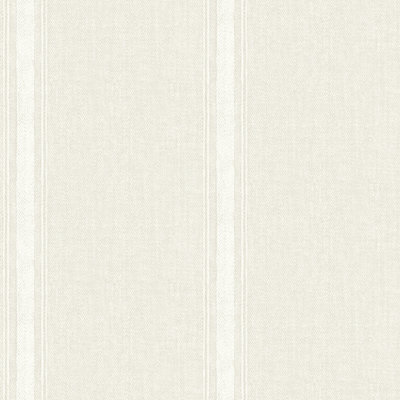 Papier peint rayé en tissu crème Linette