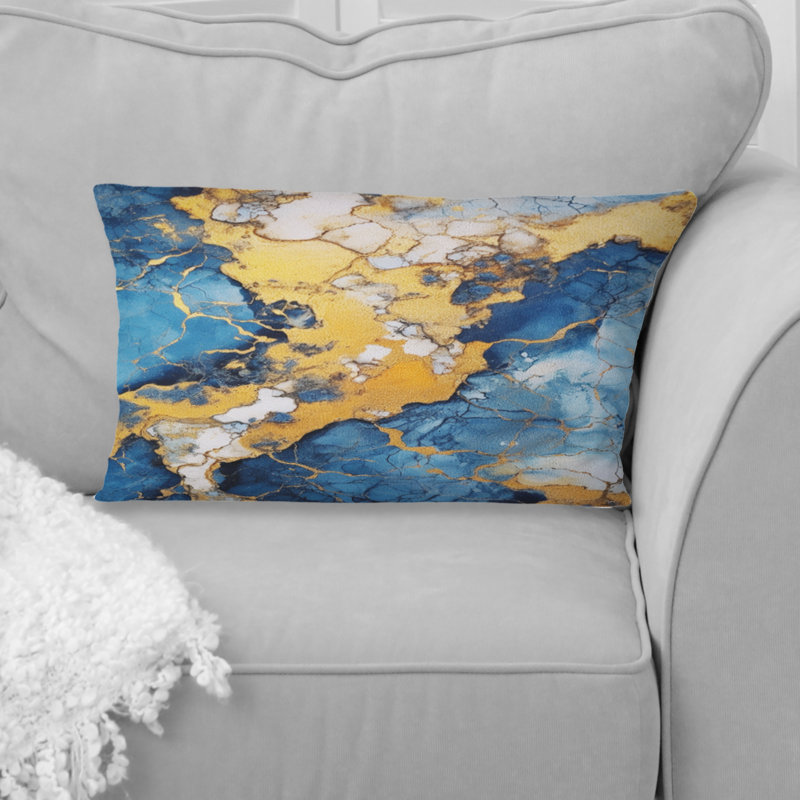 Coussin bleu et doré Marble Clouds IV - Fractals