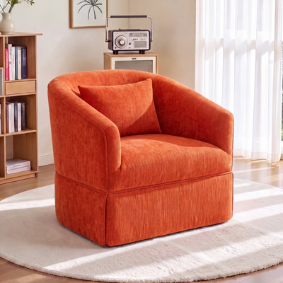 360-Degree Swivel Upholstered Armchair with Accent Pillow