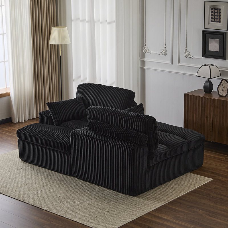 Double méridienne intérieure, canapé-lit rembourré surdimensionné pour l'intérieur, canapé-lit de luxe à assise profonde, causeuse modulaire, causeuse en velours côtelé pour le salon, aucun assemblage requis
