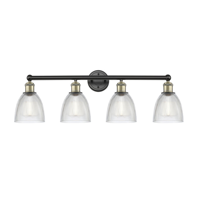 Éclairage pour meuble-lavabo 4 lumières 33 pouces Philomene, Transparent, Laiton antique noir