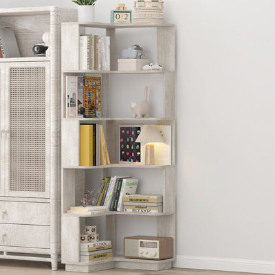 64.57'' H Corner Bookcase, 5 Tier Freestanding L-Shaped Corner Bookshelf, With Anti-Drop Panel, Display Shelf With Open Storage For Living Room Home Office, 