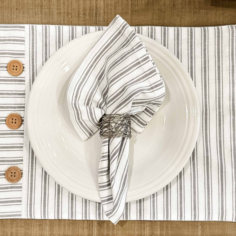Timeless Ticking Gray Napkin Set of 4 18Lx18W, Gray