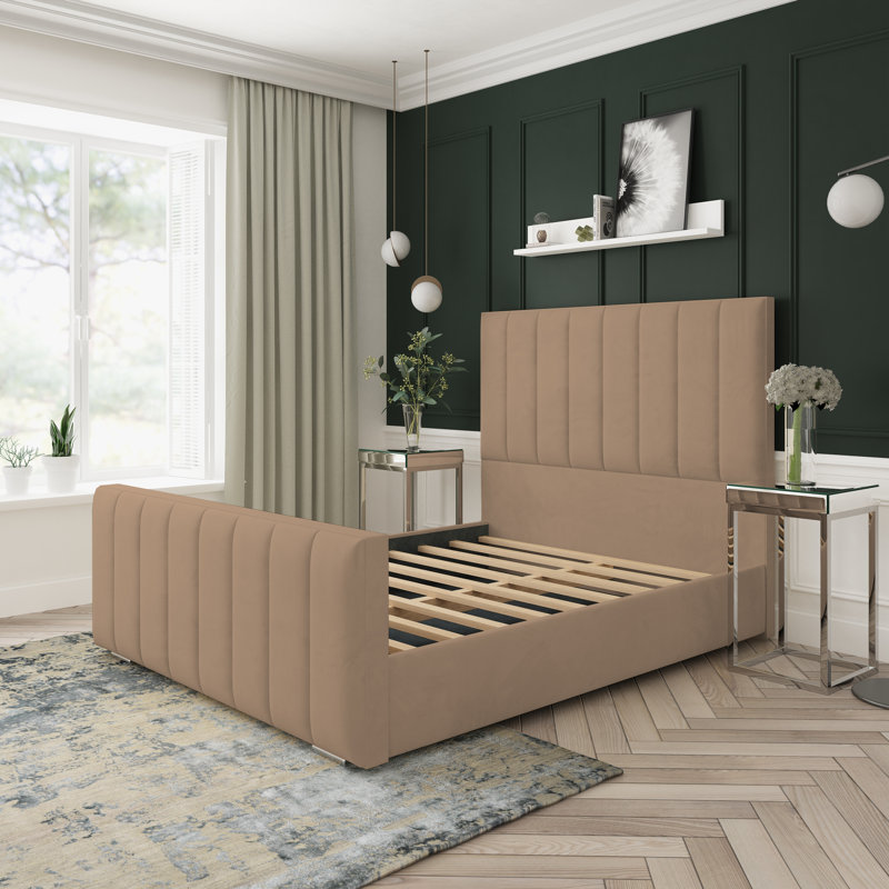 Upholstered Bed, Double (4'6), Mink