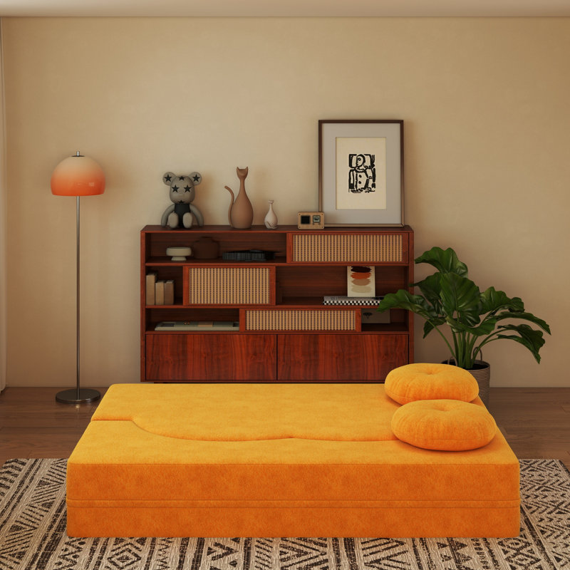 Canapés pliants compacts, matelas en mousse, design moderne pour petits espaces, jaune