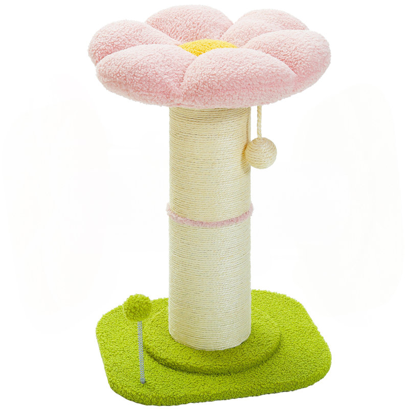 23.6-Inch Flower Cat Scratching Post, Pink