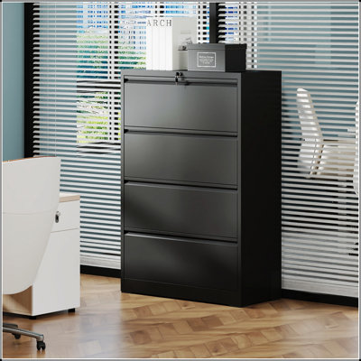 4 Drawer Lateral File Cabinet, Heavy Duty Metal, 35.4 Inch Wide, Locking, Space-Saving Vertical Storage for Letter/Legal/A4 Files